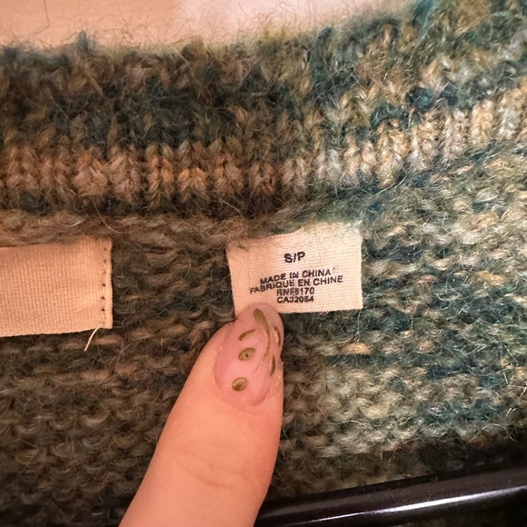 ANTHRO- SLEEPING ON SNOW WOOL GREEN- SWEATER TOP - Picture 6 of 7